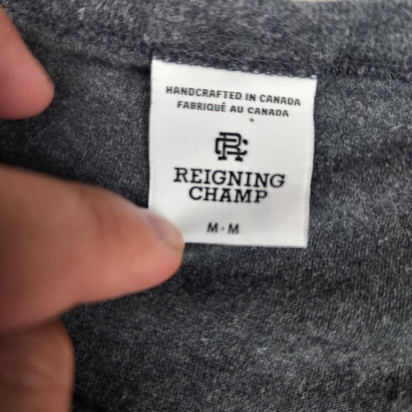 REIGNING CHAMP Mens Cotton Crew Neck Short Sleeve T-Shirt Grey Size Medium M USA - Picture 3 of 5